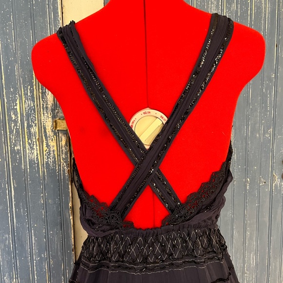 Free people navy blue beaded dress. EUC size small - Picture 8 of 9